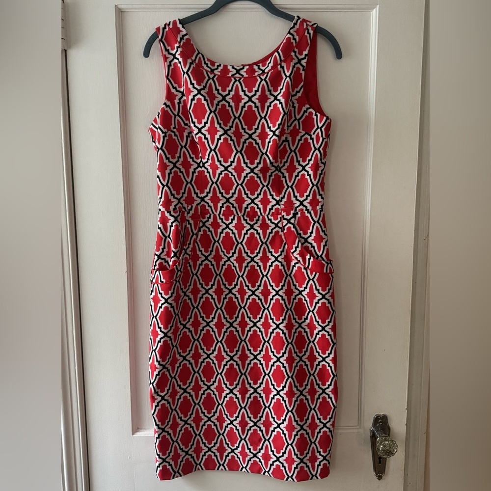 London Times Pink, Black and White Patterned Mini Dress size 10